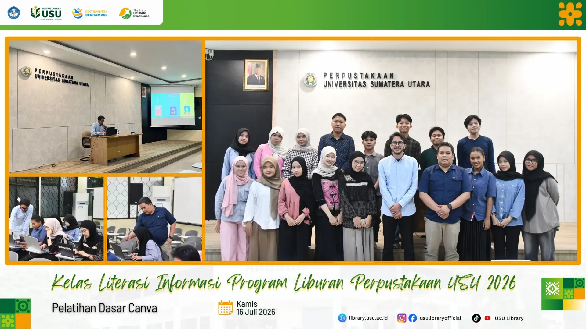 Isi Liburan Kuliah dengan Kreatif, Perpustakaan USU Gelar Pelatihan Dasar Canva untuk Tingkatkan Kompetensi Desain Visual Mahasiswa